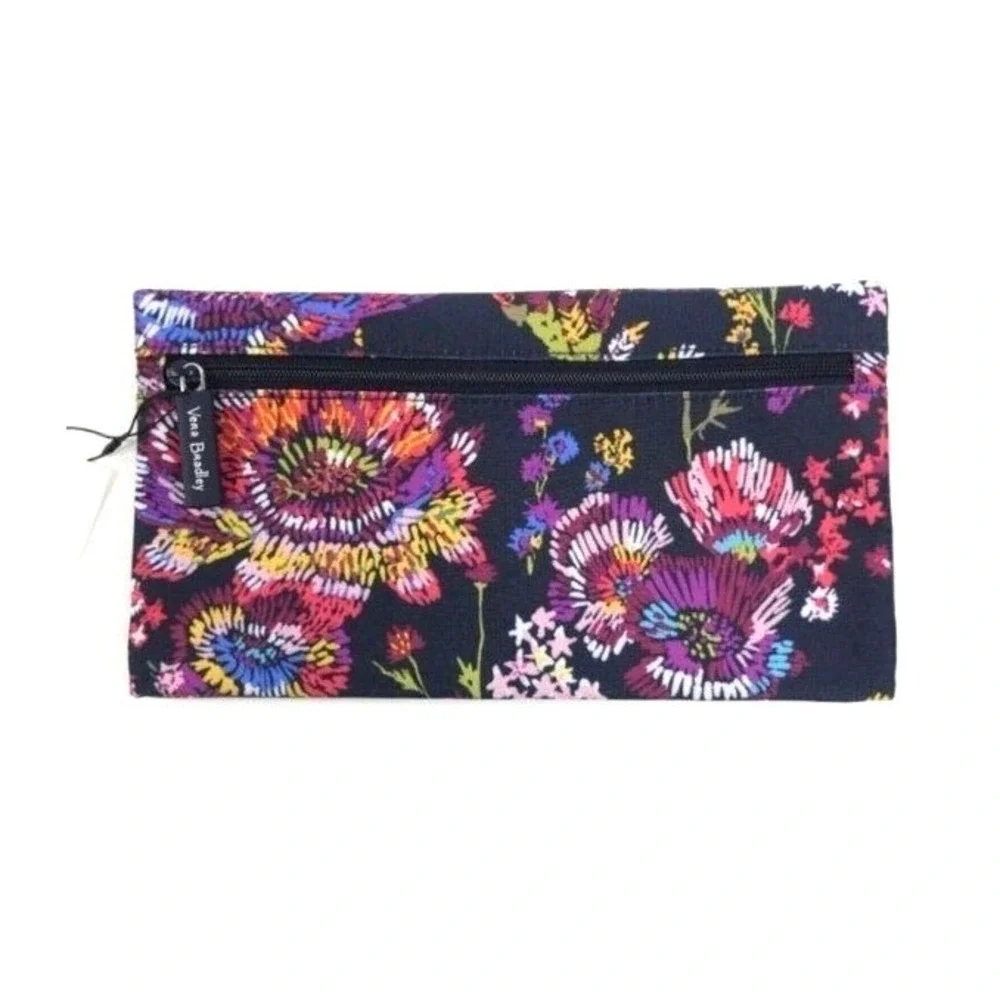 Vera Bradley Midnight Wildflowers Lighten Up Pencil Pouch‎ NWT